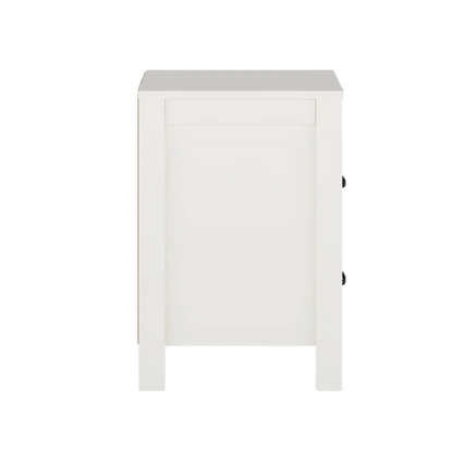 22.7" 2-Drawer Nightstand – Space-Saving Modern Minimalism, Engineered Wood with Clean-Lined Silhouette, Neutral Finish, Open Cubby & 2 Spacious Drawers for Bedroom Storage, Ideal for Tech & Accessories