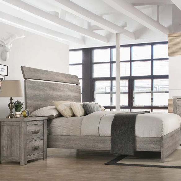 Charming Weathered Grey 3-Piece Queen Bedroom Set in Solid Wood – Elegant and Durable