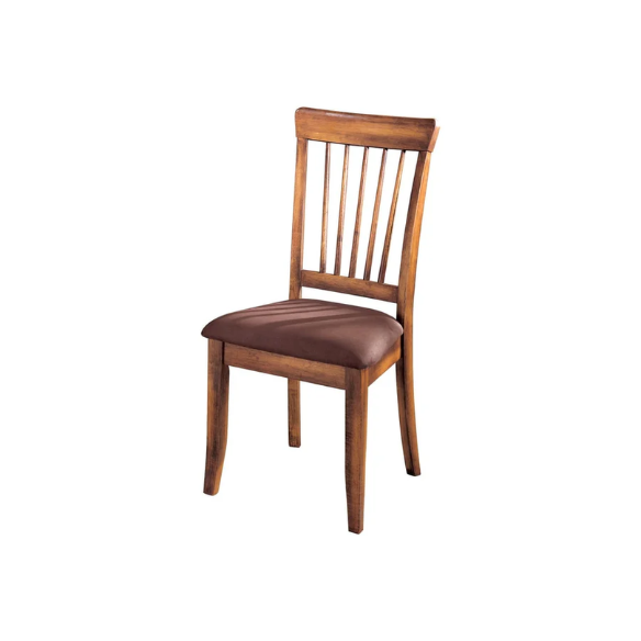 Dining Side Chairs (Set of 2) – Stained Wood Frame, Spindle Back Design, Cushioned Microfiber Seats for Comfort & Easy Assembly