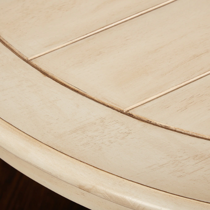 Country-Style 5-Piece Dining Set – Round Beadboard Table with X-Base and Geometric Back Chairs