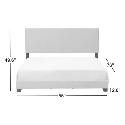 King Size Upholstered Standard Storage Bed with Simple Panel Headboard – Minimalist Design with Foam-Padded Comfort and Neutral Upholstery