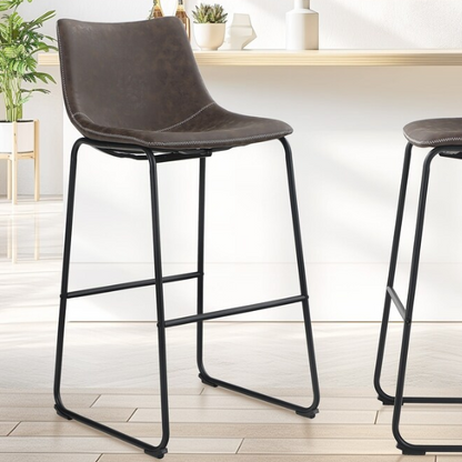 Square PU Leather Counter Height Bar Stools with Backrest – Set of 2 | Vintage-Inspired, Comfortable, and Easy to Assemble