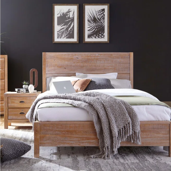 Rustic Wooden 3-Piece Full Double Size Bedroom Set – Charming Design with Sturdy Construction and Natural, Warm Finish
