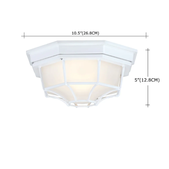 1-Light Retro Textured Ceiling Mount Light Fixture with Frosted Glass – Vintage-Inspired Black Ceiling Light for Home, Farmhouse, and Commercial Spaces