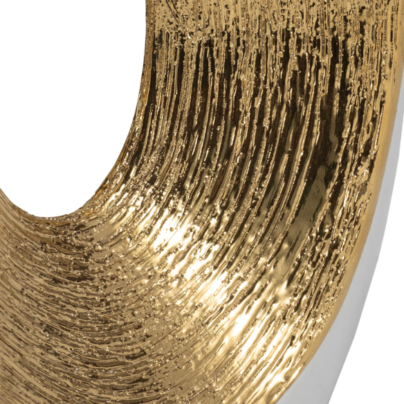 Abstract Sculptural Ceramic Vase with Unique Oval Cut-Out Design – 13" Modern Beaded Accent Vase for Tabletop or Shelf Décor, Ideal for Faux Florals and Statement Styling