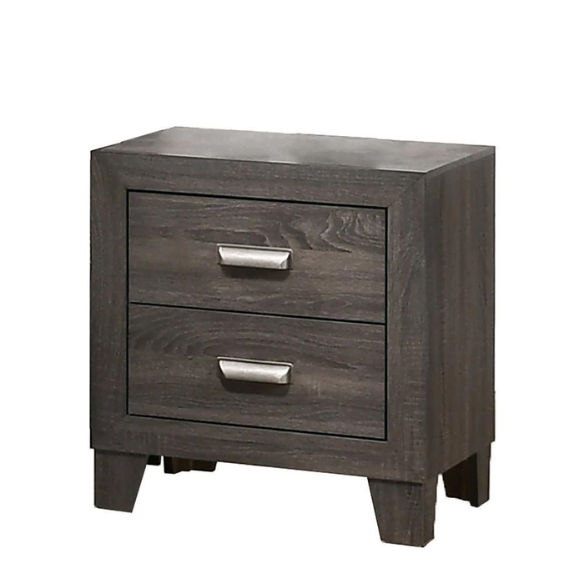 Rustic Farmhouse Queen Bedroom Set in Dark Grey - 3 Piece Standard Set