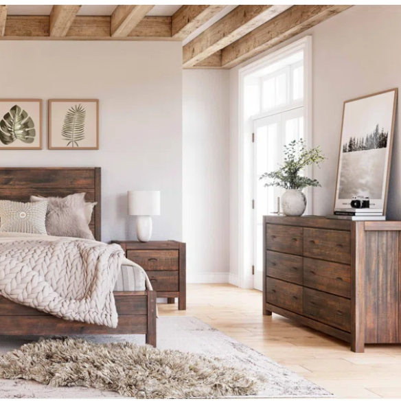 Rustic Solid Wood 3-Piece Full Double Size Bedroom Set – Timeless Charm with Durable Craftsmanship and Warm, Natural Finish