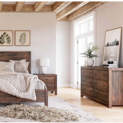 Rustic Solid Wood 3-Piece Full Double Size Bedroom Set – Timeless Charm with Durable Craftsmanship and Warm, Natural Finish