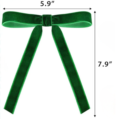 Green Velvet Christmas Bow Ribbon Ornaments – Elegant Holiday Tree Decorations