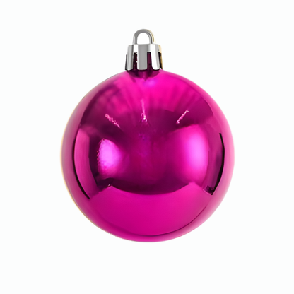 Fuchsia Pink Christmas Ball Ornaments – 24-Piece Set, Shatterproof Holiday Decorations (Available in 3 cm, 4 cm, and 6 cm)