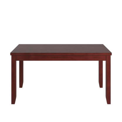 Solid Wood Rectangular Dining Table with Two Drawers – Distressed Finish, Rubberwood Construction, and Organized Storage