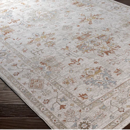 Elegant Oriental Rug – Stain-Resistant, High-Low Pile, Machine Woven with Fringed Detailing