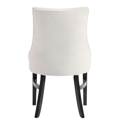 Beige Upholstered Farmhouse Dining Chairs with Black Wooden Legs (Set of 2) – Padded Comfort Seating for Kitchen or Dining Room