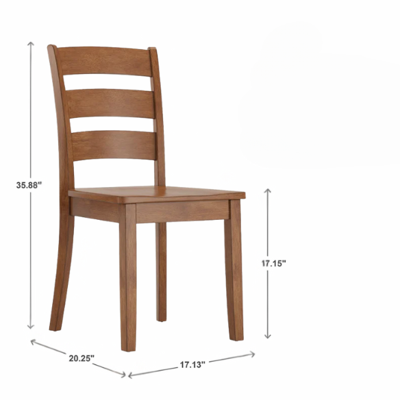 Farmhouse Ladder Back Dining Chairs – Set of 2 | Solid Wood, Distressed Finish