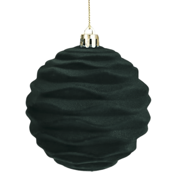 Dark Green Velvet Christmas Ball Ornament Set – 9-Piece Luxury Holiday Décor (10 cm / 3.94 in)