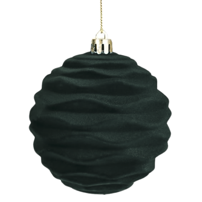 Dark Green Velvet Christmas Ball Ornament Set – 9-Piece Luxury Holiday Décor (10 cm / 3.94 in)