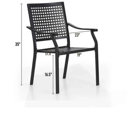 5-Piece E-Coated Metal Outdoor Patio Dining Set with Stackable Chairs – Durable, Comfortable, and Stylish for Your Outdoor Entertaining
