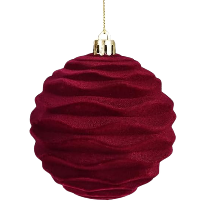 Burgundy Velvet Christmas Ball Ornament Set – 9-Piece Luxury Holiday Décor (10 cm / 3.94 in)