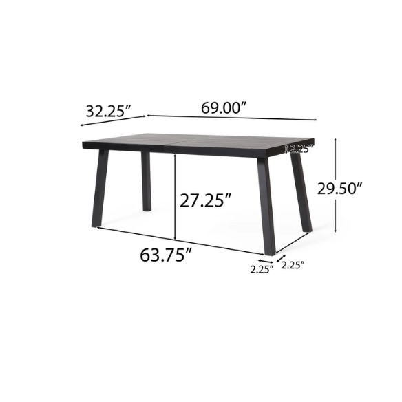 Acacia Wood and Iron 6-Seat Dining Table – Rustic Metal Frame with Natural Stained Acacia Wood Top, Modern Industrial Style for Timeless Appeal