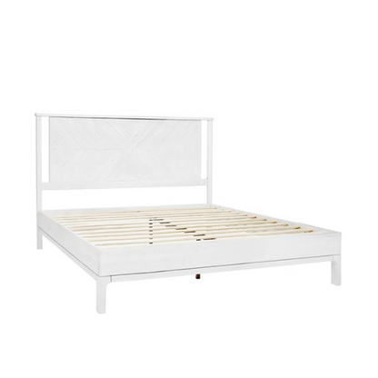 Solid Wood Platform King Size Bed with Headboard – Rustic Wood Frame with Steel Reinforcement for Ultimate Stability and Comfort