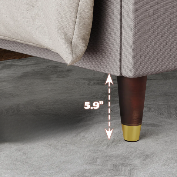 King Size Upholstered Platform Bed with Wingback Design, Foam-Padded Linen Headboard, and Steel Reinforced Frame