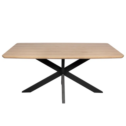 63-Inch Wood Dining Table with X-Cross Geometric Metal Base – Modern Rectangular Design, Durable MDF Top, and Sturdy Powder-Coated Base