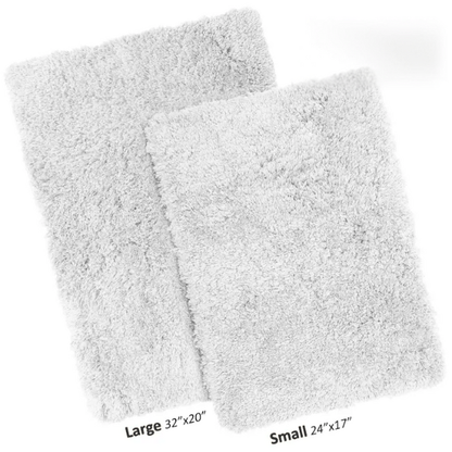 White Shaggy Bath Rug Set – Ultra-Soft Microfiber Non-Slip Bathroom Mat with Rubber Backing (2 or 3-Piece Set)