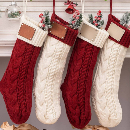 Knitted Christmas Stocking with Ribbed Cuff – Classic Design