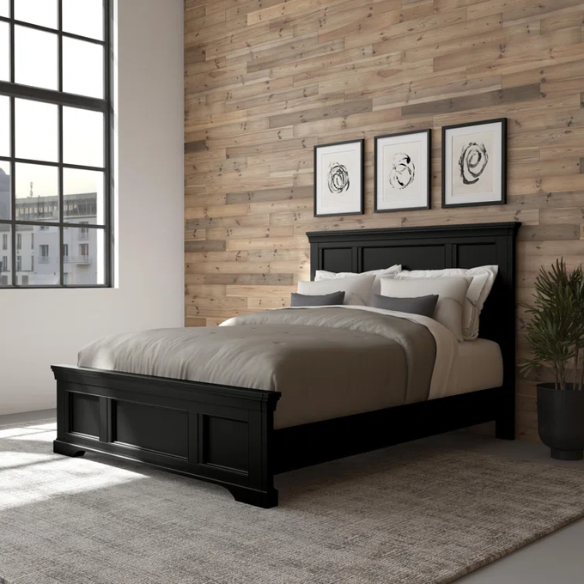 Queen Size Solid Wood Bed with Polished Finish and Classic Design