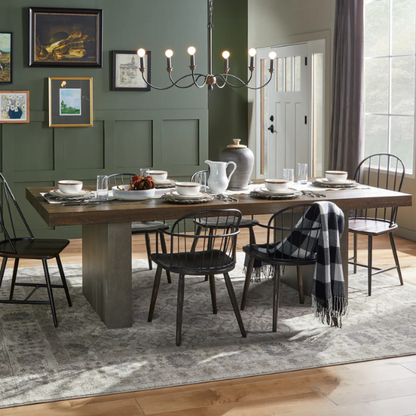 Reclaimed Wood and Concrete Dining Table – Chic, Artisan Crafted Brown Dining Table with Concrete and Hand-Finished Reclaimed Wood Base, Perfect for Modern Dining Spaces
