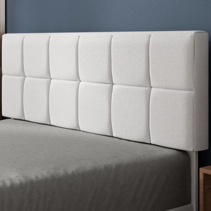Modern King Size Upholstered Low Profile Platform Bed – Square-Tufted Headboard, Durable Steel Frame
