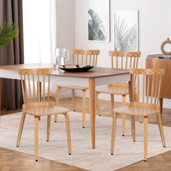 Solid Wood Slat Back Windsor Dining Chairs (Set of 2) – Sturdy, Eco-Friendly Construction with Ergonomic Backrest & Adjustable Foot Pads