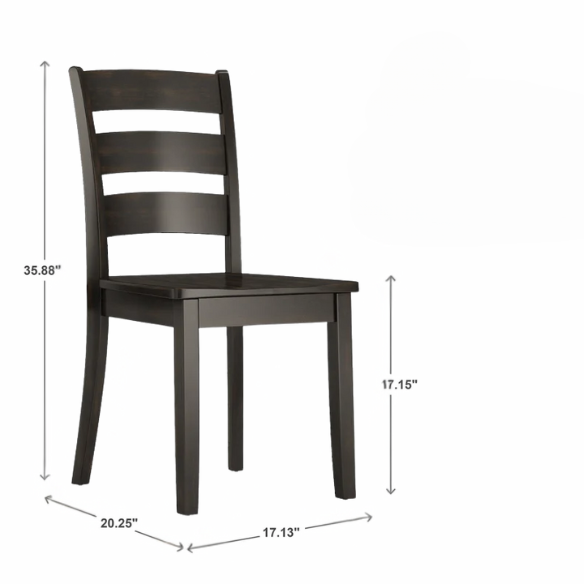 Farmhouse Ladder Back Dining Chairs – Set of 2 | Solid Wood, Distressed Finish