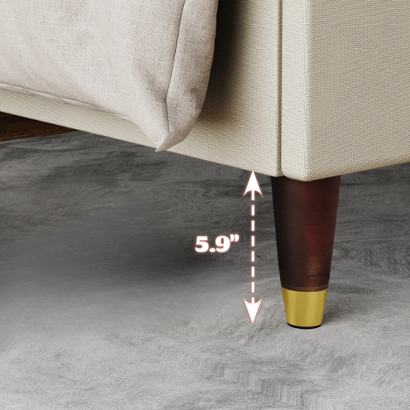 King Size Upholstered Platform Bed with Wingback Design, Foam-Padded Linen Headboard, and Steel Reinforced Frame