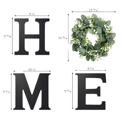 Farmhouse Wall Decor – Versatile 'Home' Logo with Wreath Hangers for Easy Display – Horizontal, Vertical, or Desktop Mounting Options