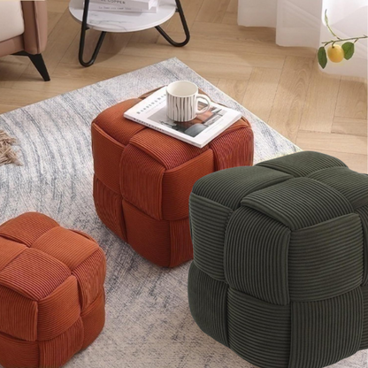 Forest Green Corduroy Ottoman – Stylish and Durable Footrest for Home or Office