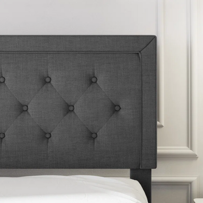 Tufted Upholstered Platform Bed – Full/Double Size with Linen Fabric, Elegant Design for Comfortable Bedrooms