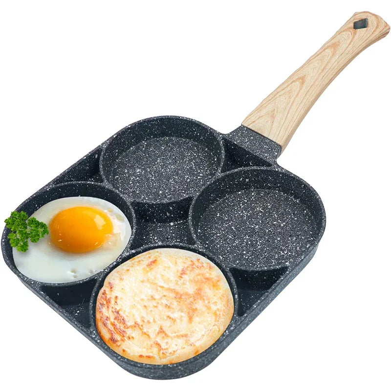 4Hole Omelet Pan Frying Pot Thickened Nonstick Egg Pancake Steak Cooking Pans Hamburg Bread Breakfast Maker Induction Cookware