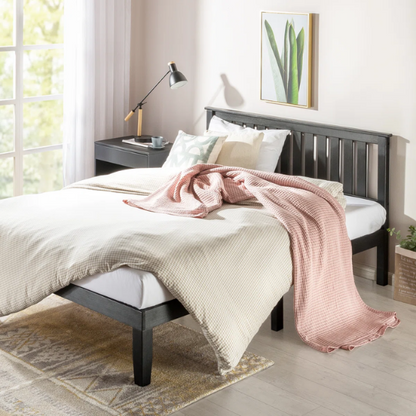 Durable Solid Wood Slat Bed – Full/Double Size with Timeless Design and Sturdy Construction