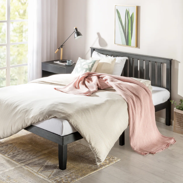 Durable Solid Wood Slat Bed – Full/Double Size with Timeless Design and Sturdy Construction