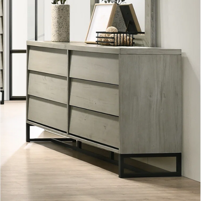Industrial Mid-Century Modern Platform Bedroom Set with Herringbone Design Headboard – Stylish and Versatile