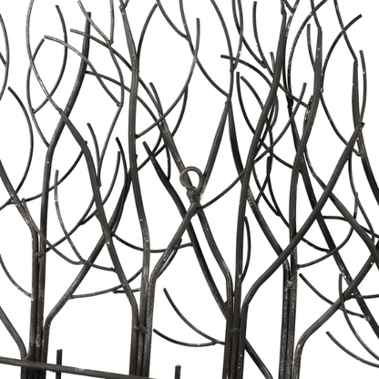 Metal Field of Twelve Trees Wall Décor – Handcrafted Iron Sculpture with Nature-Inspired Design and Snow Accent