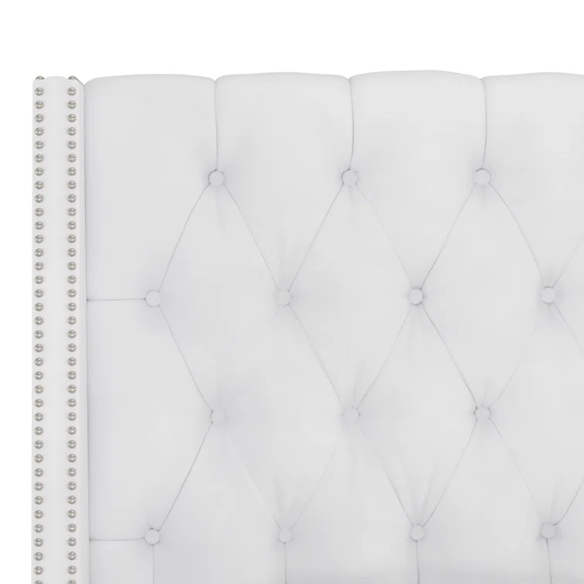 Chic Upholstered Wingback King Size Bed with Button Tufting and Nailhead Trim