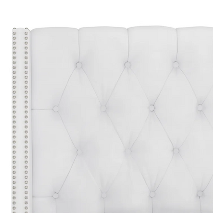 Chic Upholstered Wingback King Size Bed with Button Tufting and Nailhead Trim