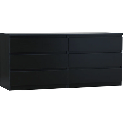 Versatile 60.5" 6-Drawer Double Dresser with Smooth Metal Glides and Clean-Lined Silhouette
