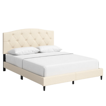Modern Button-Tufted Queen Size Upholstered Platform Bed with Sleek Design