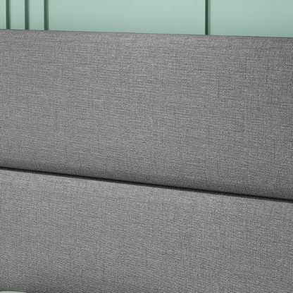 Linen Upholstered Bed Frame – Full/Double Size with Height Adjustable Headboard & 2 Built-In Storage Drawers