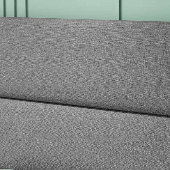 Linen Upholstered Bed Frame – Full/Double Size with Height Adjustable Headboard & 2 Built-In Storage Drawers