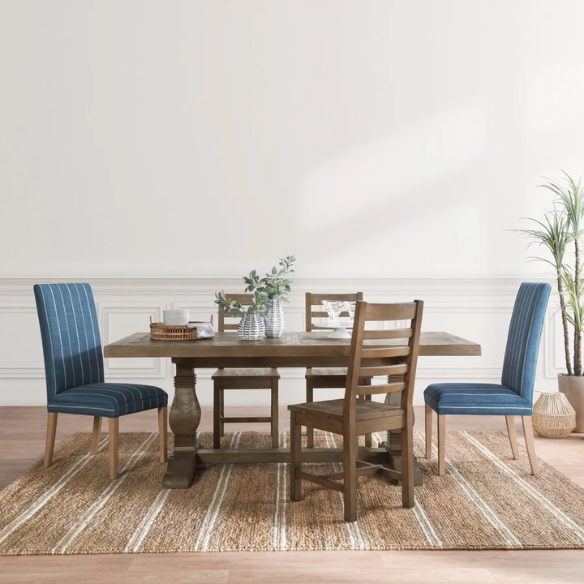 Reclaimed Pine Wood Dining Table – Rustic, Hand-Finished with Weathered Brown Finish, Sturdy and Unique Design