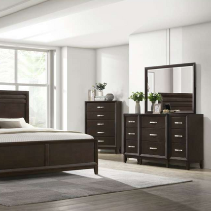 Modern Black 5-Piece Full Double Size Bedroom Set – Sleek Design with Sturdy Construction and Elegant Finishes